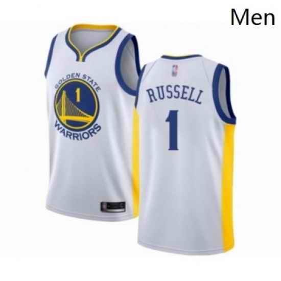 Mens Golden State Warriors 1 DAngelo Russell Authentic White Basketball Jersey Association Edition